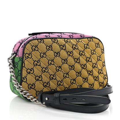 Gucci Monogram Multicolor Matelasse Diagonal Small GG Marmont Chain Shoulder Bag Red Blue Yellow Green Pink 3 of 8