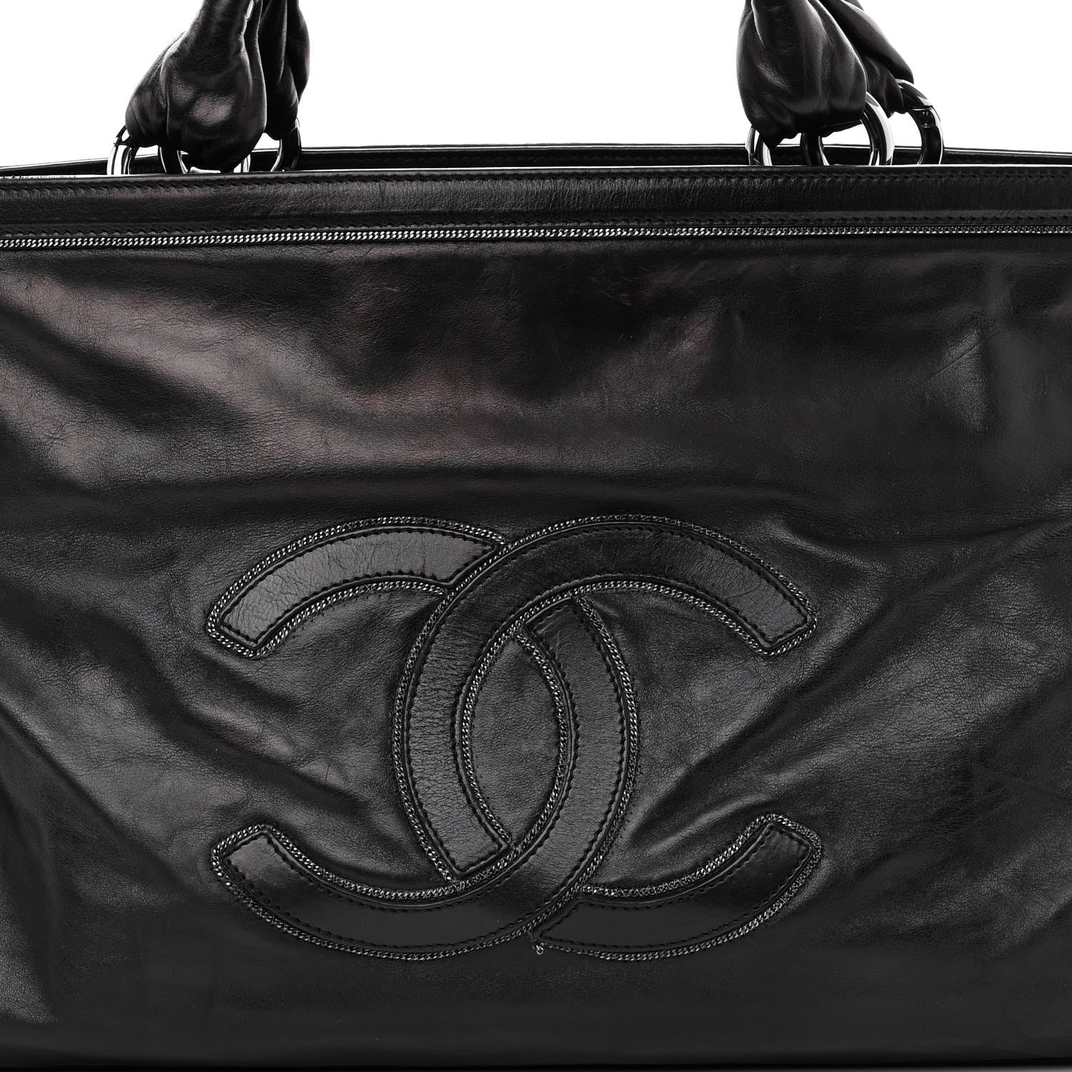 Chanel Lambskin East West Soho Shopper Black 7 of 11