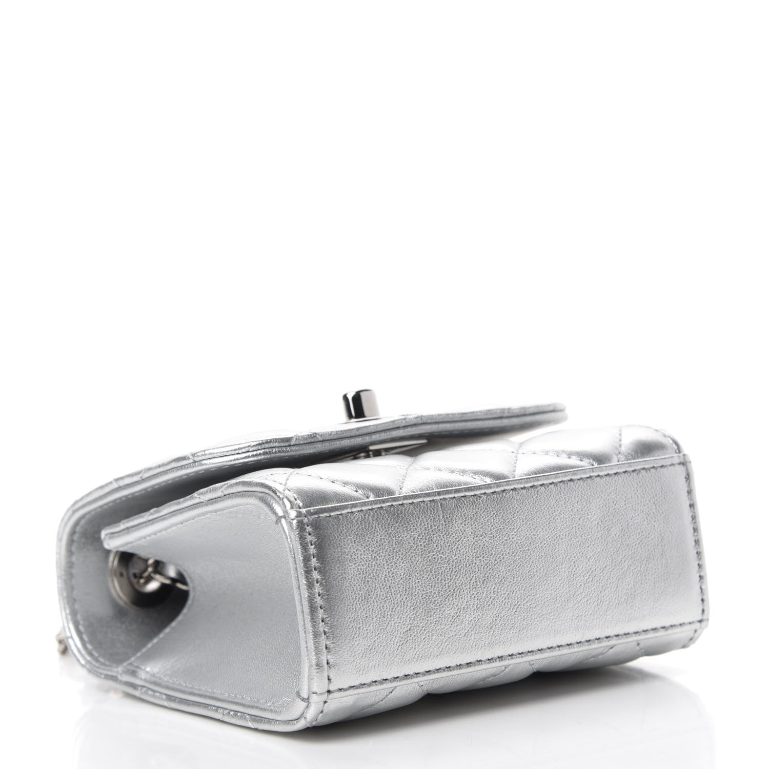 Chanel Metallic Lambskin Quilted Mini Trendy CC Clutch With Chain Silver 4 of 12