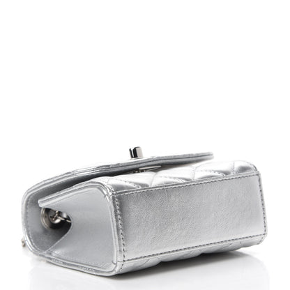 Chanel Metallic Lambskin Quilted Mini Trendy CC Clutch With Chain Silver 4 of 12