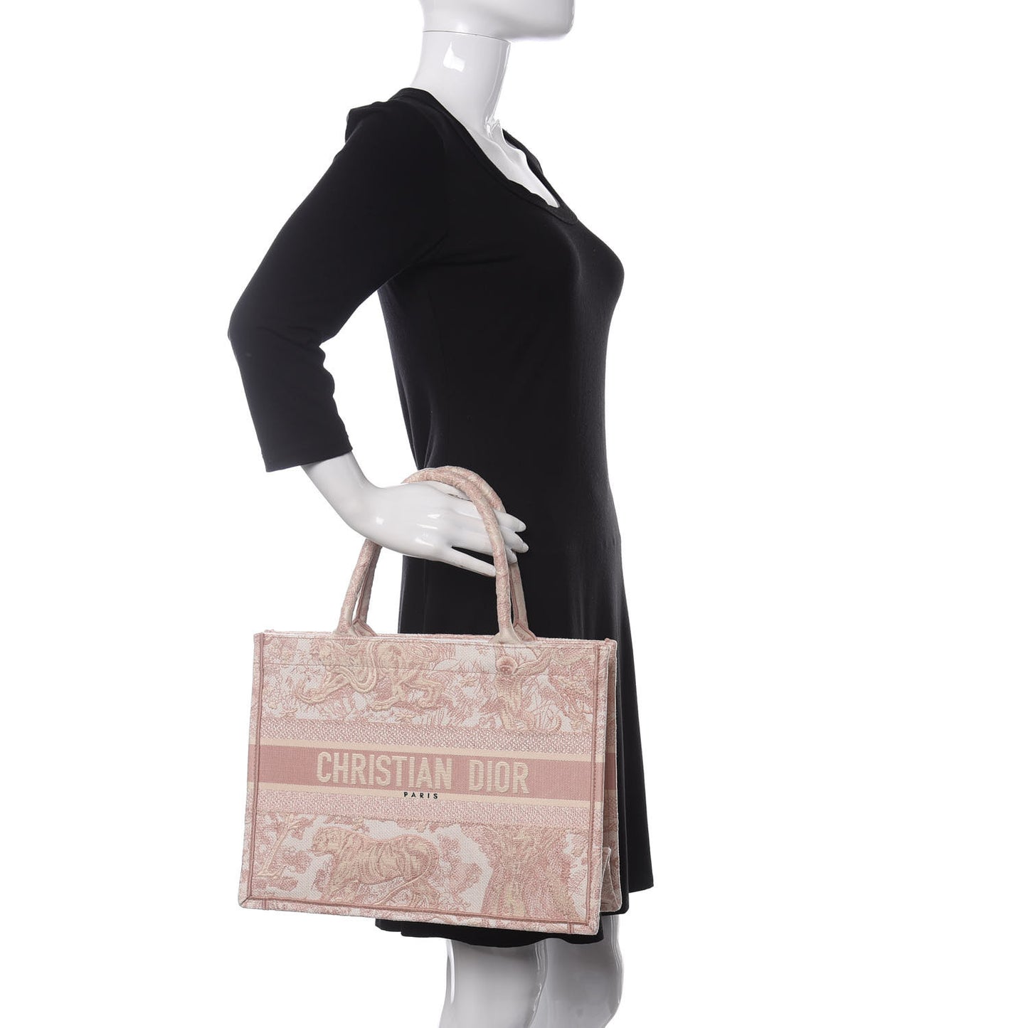 Canvas Embroidered Medium Dioriviera Toile De Jouy Book Tote Rose