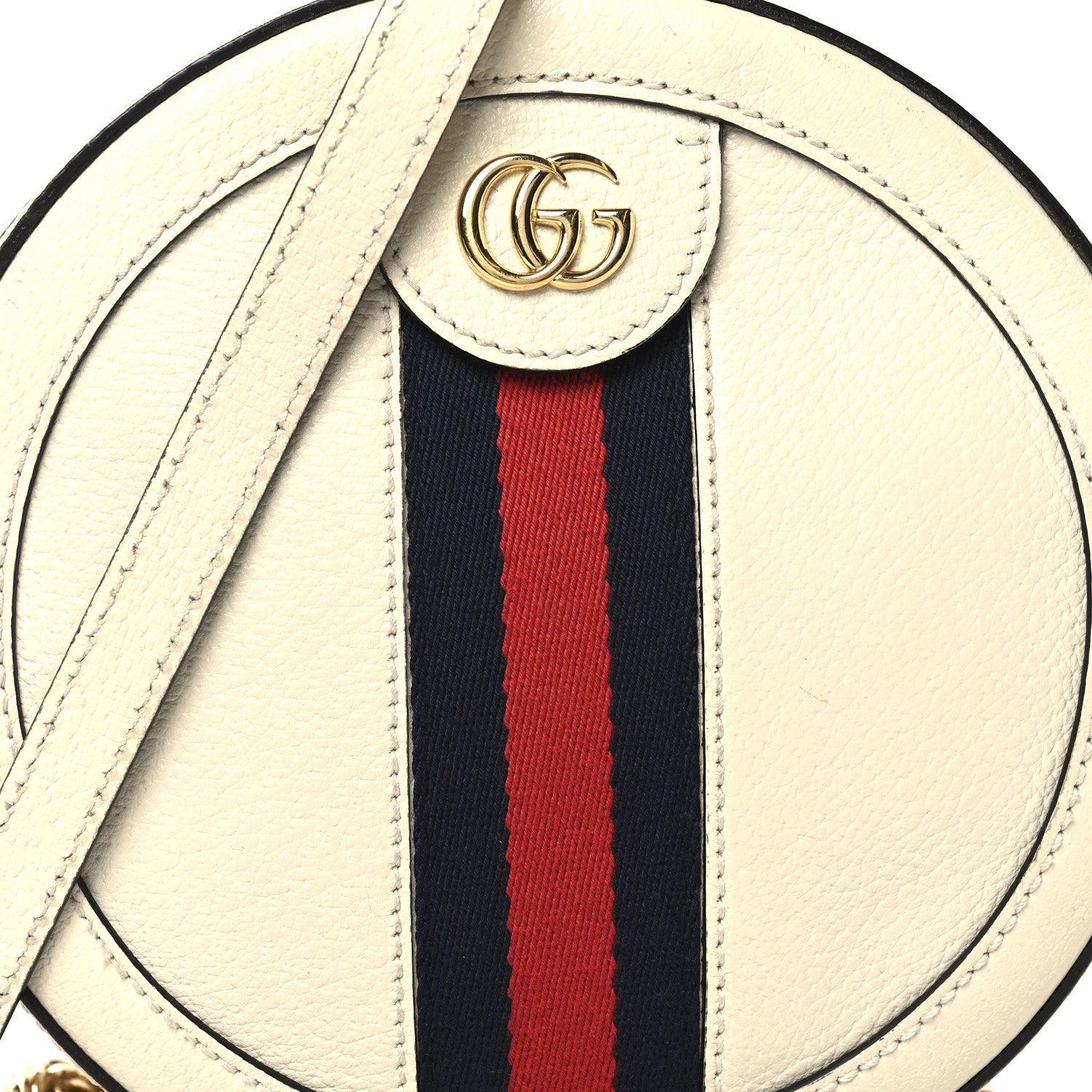 Gucci Textured Calfskin Web Mini Ophidia Round Shoulder Bag Mystic White 8 of 10