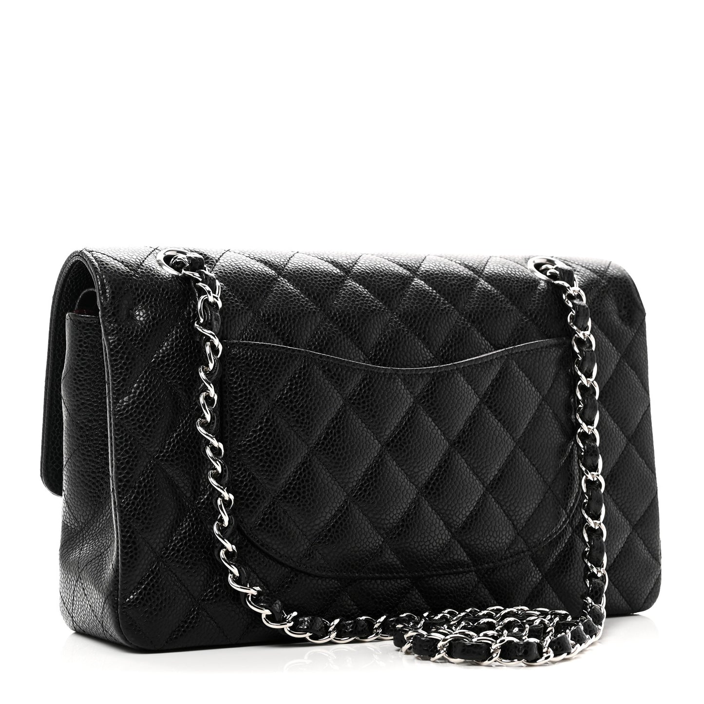 Caviar Quilted Medium Double Flap Black