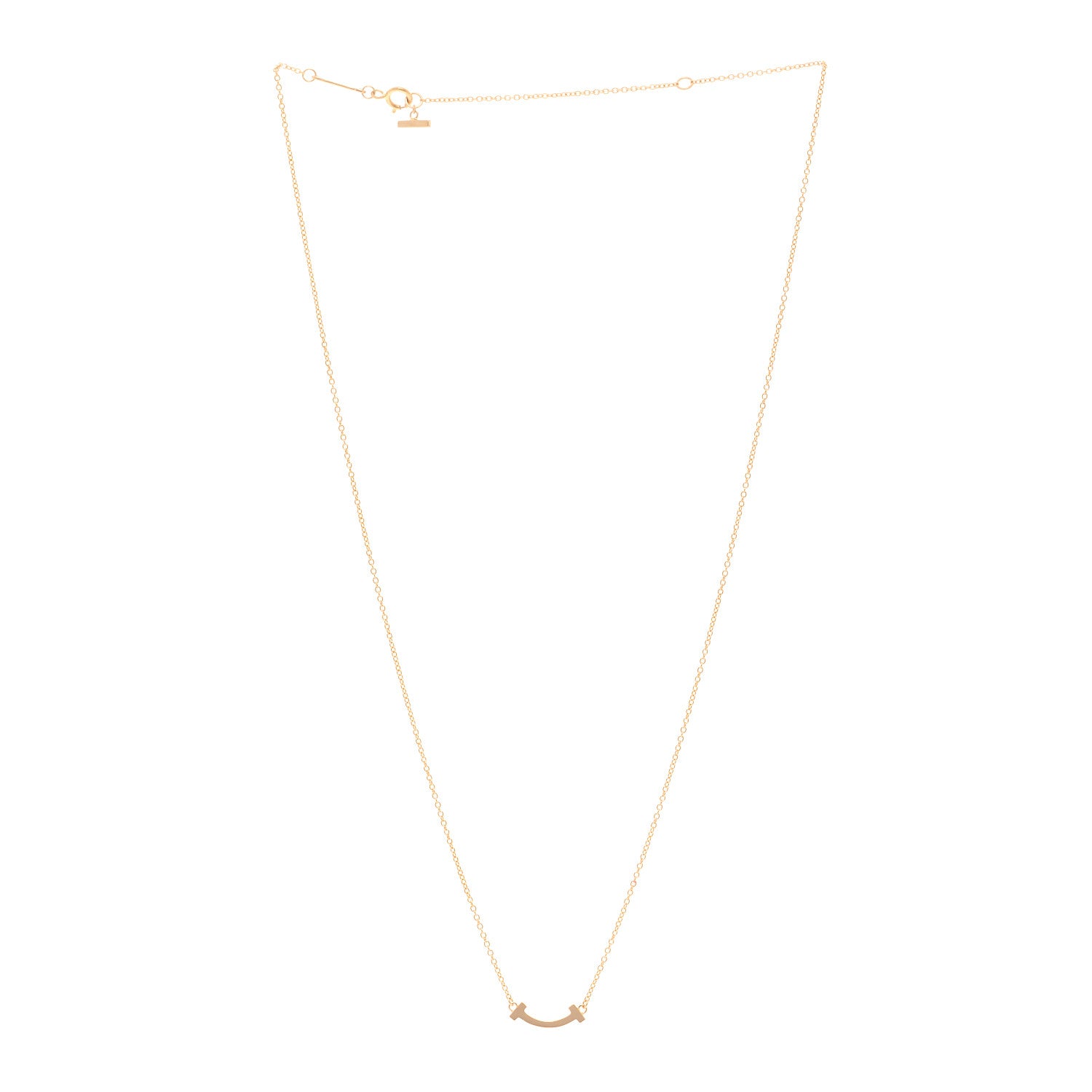 Tiffany 18K Rose Gold Mini T Smile Pendant Necklace 3 of 5