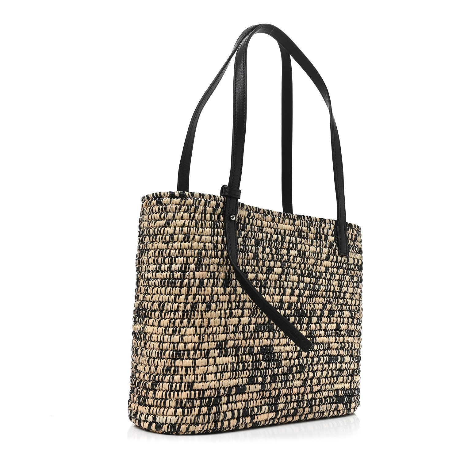 Loewe Raffia Small Square Basket Tote Bag Black Natural 3 of 10