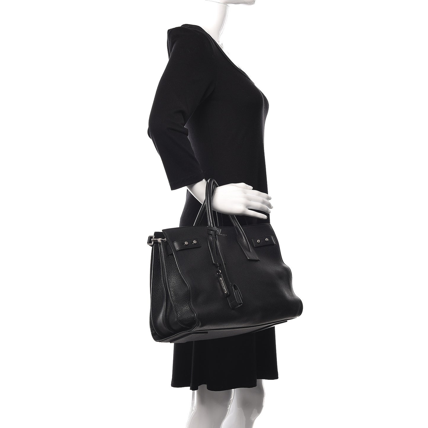 Grained Calfskin Small Supple Sac De Jour Black