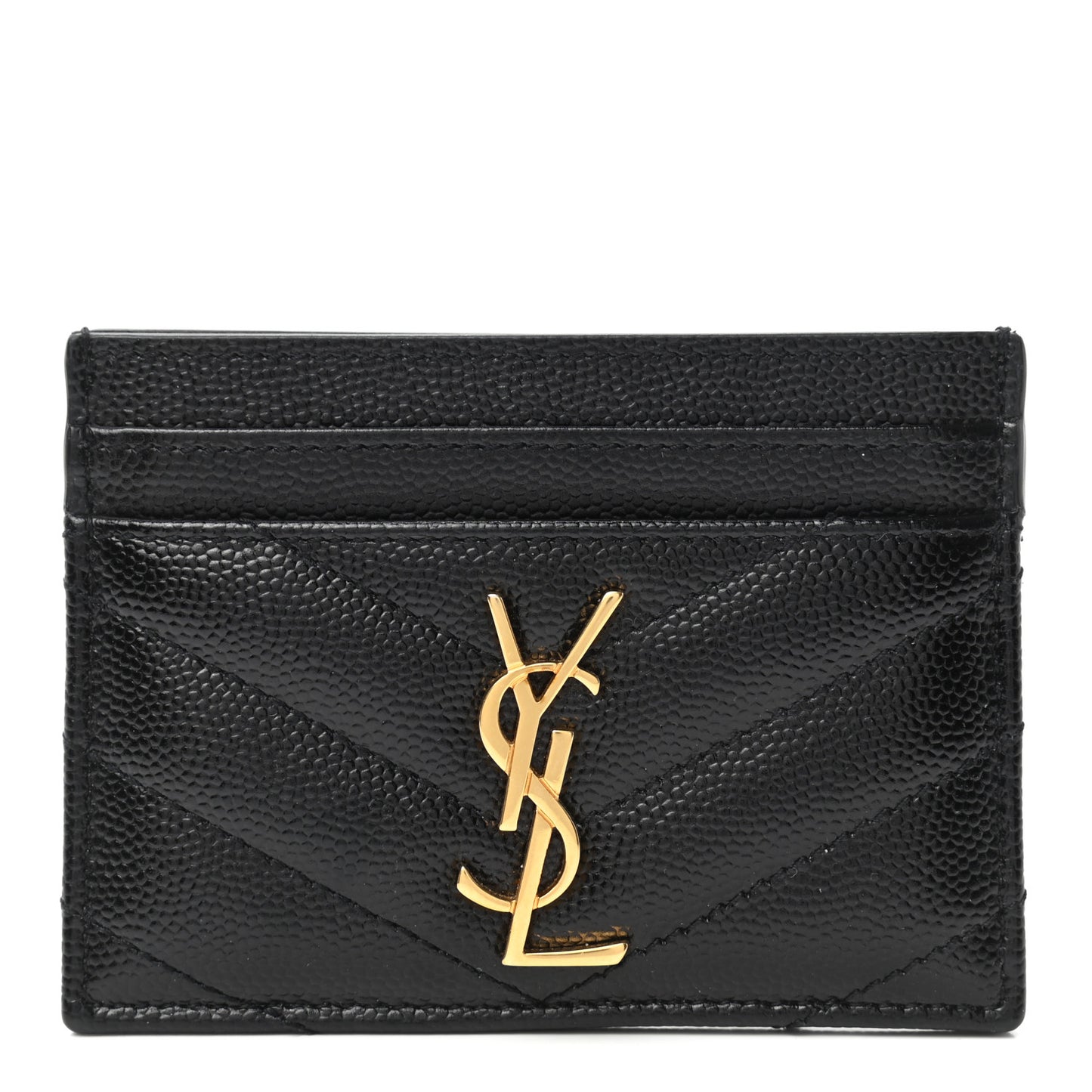 Grain De Poudre Matelasse Chevron Monogram Credit Card Case Black