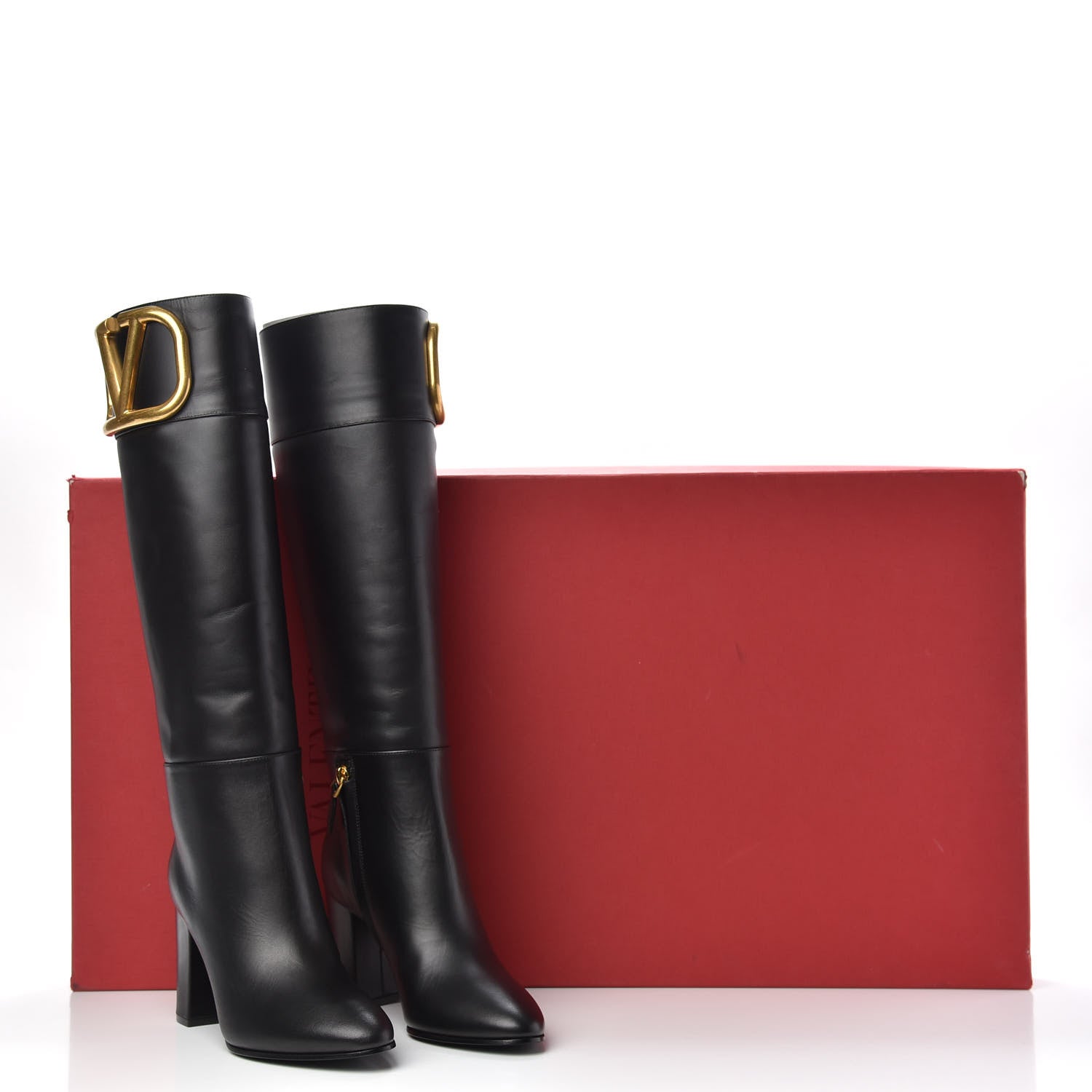 Valentino Garavani Calfskin Vlogo Knee High 85mm Boots 35 Black 8 of 8