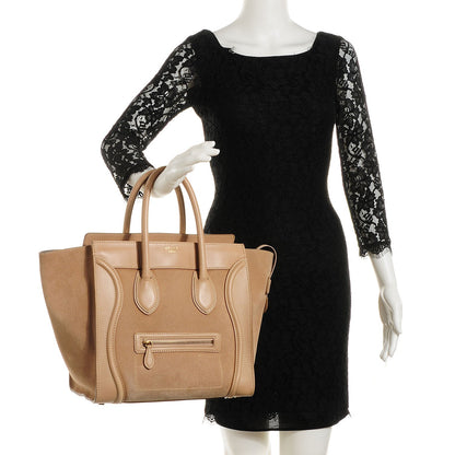 Celine Smooth Calfskin Suede Mini Luggage Camel 2 of 9