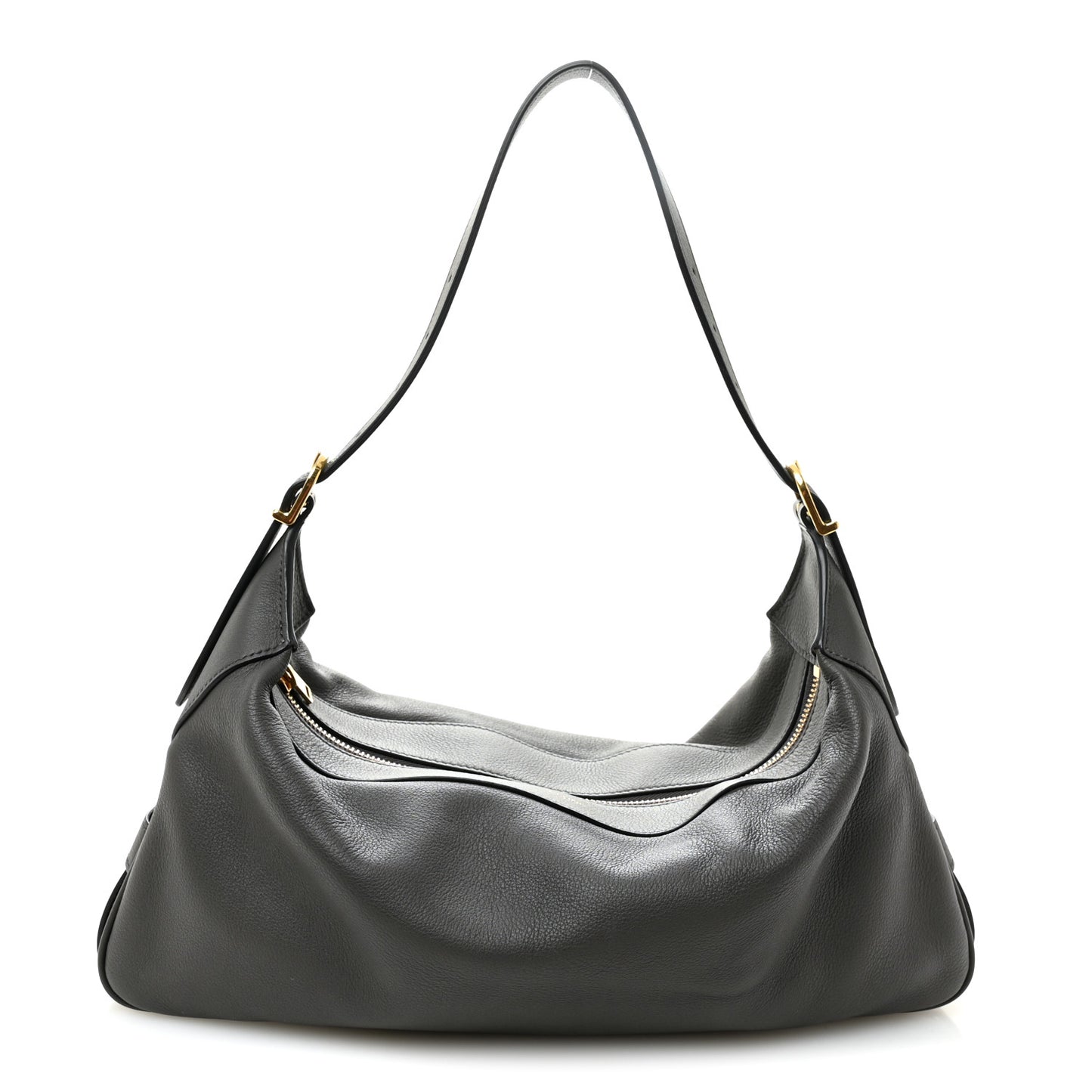 Supple Calfskin Medium Romy Shoulder Bag Grey