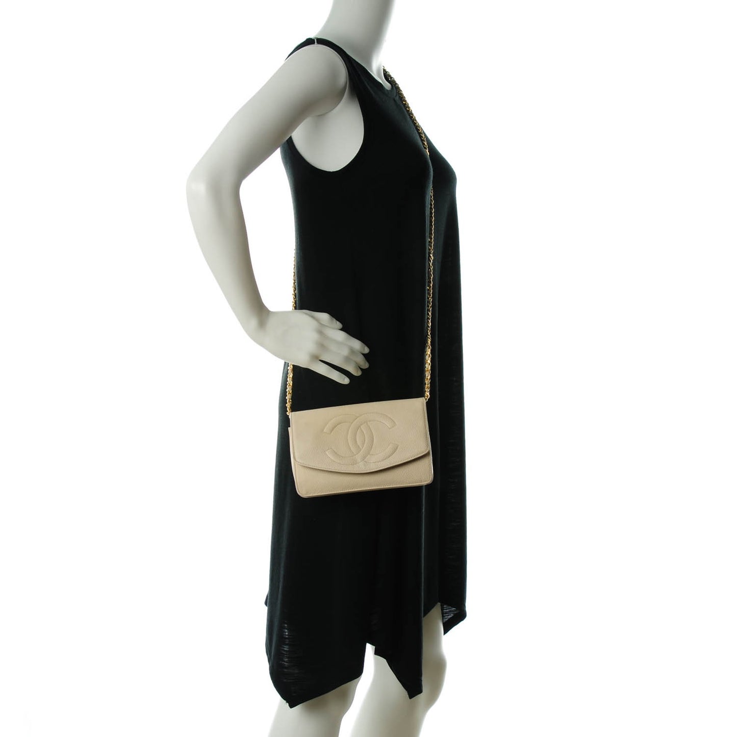 Caviar Timeless CC Wallet On Chain WOC Beige Clair