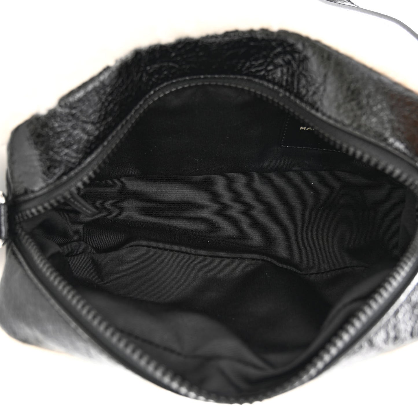 Shiny Calfskin Faux Shearling The Camera Bag Black
