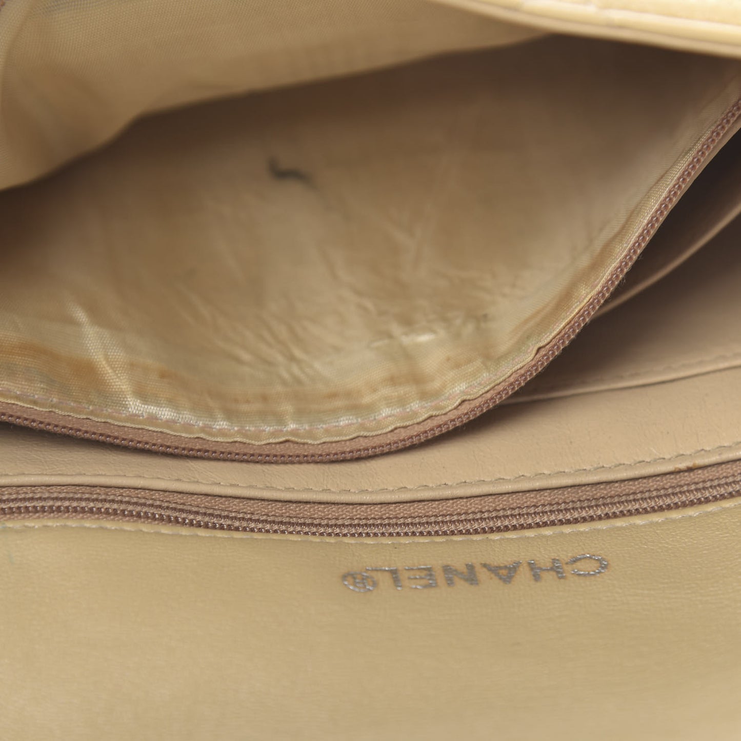 Lambskin Quilted Jumbo Single Flap Beige