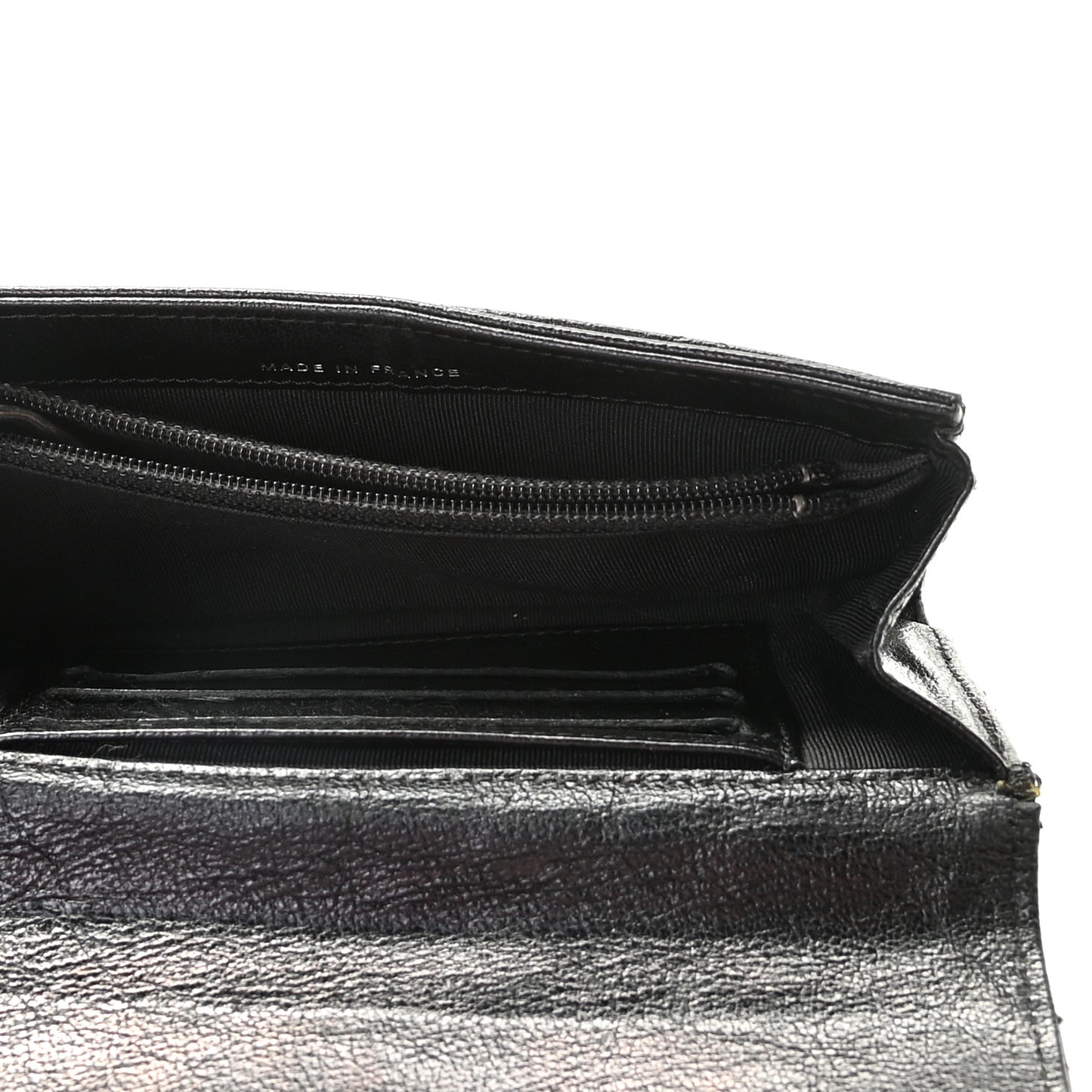 Calfskin Quilted Flap Wallet Black