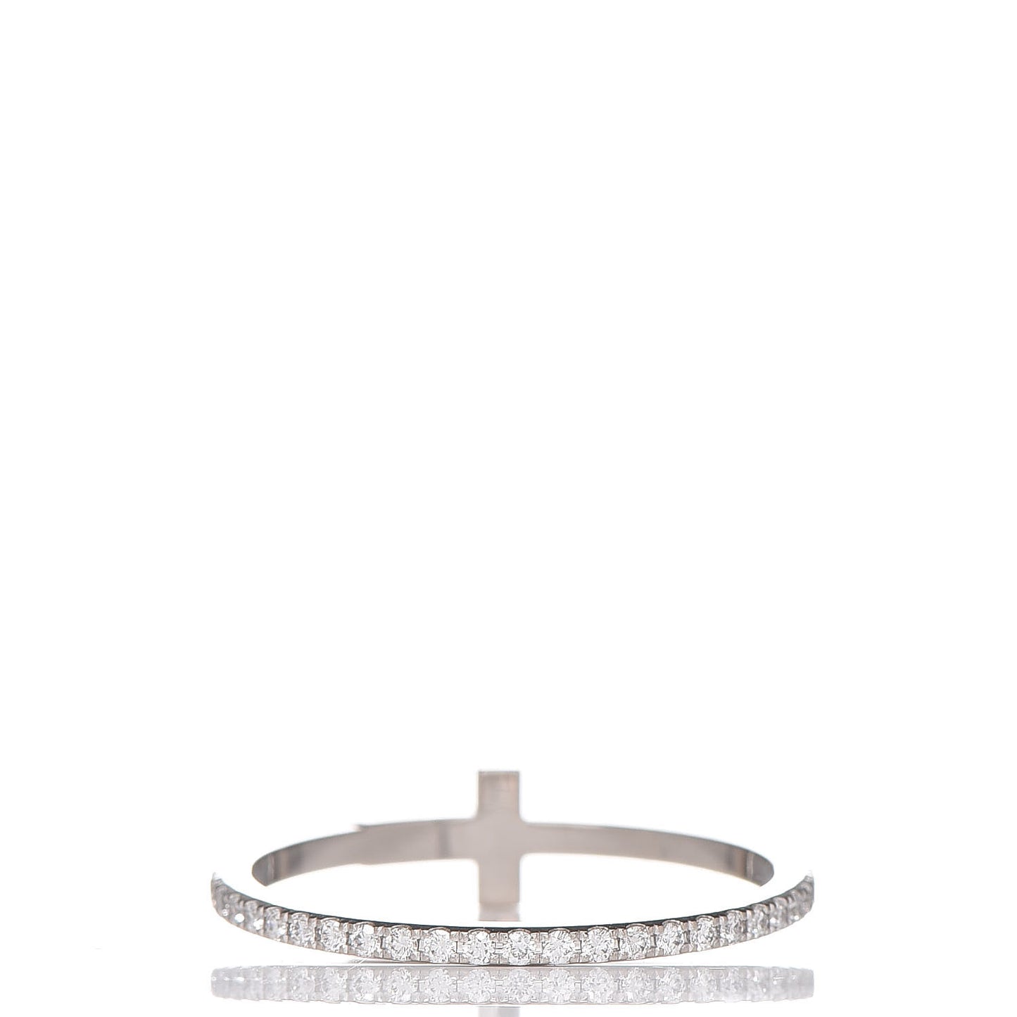 18K White Gold Diamond T Wire Pave Ring 52 6