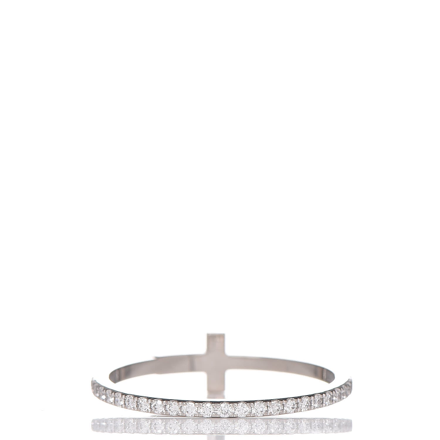 Tiffany 18K White Gold Diamond T Wire Pave Ring 52 6 4 of 8