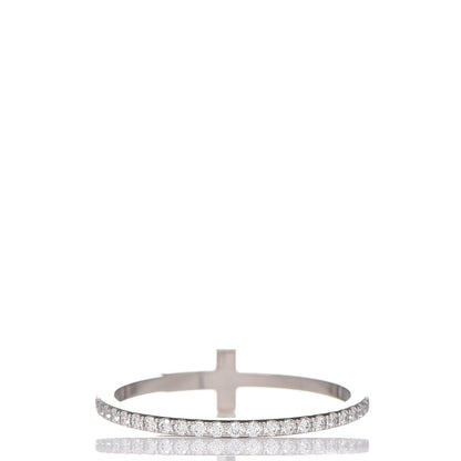 Tiffany 18K White Gold Diamond T Wire Pave Ring 52 6 4 of 8