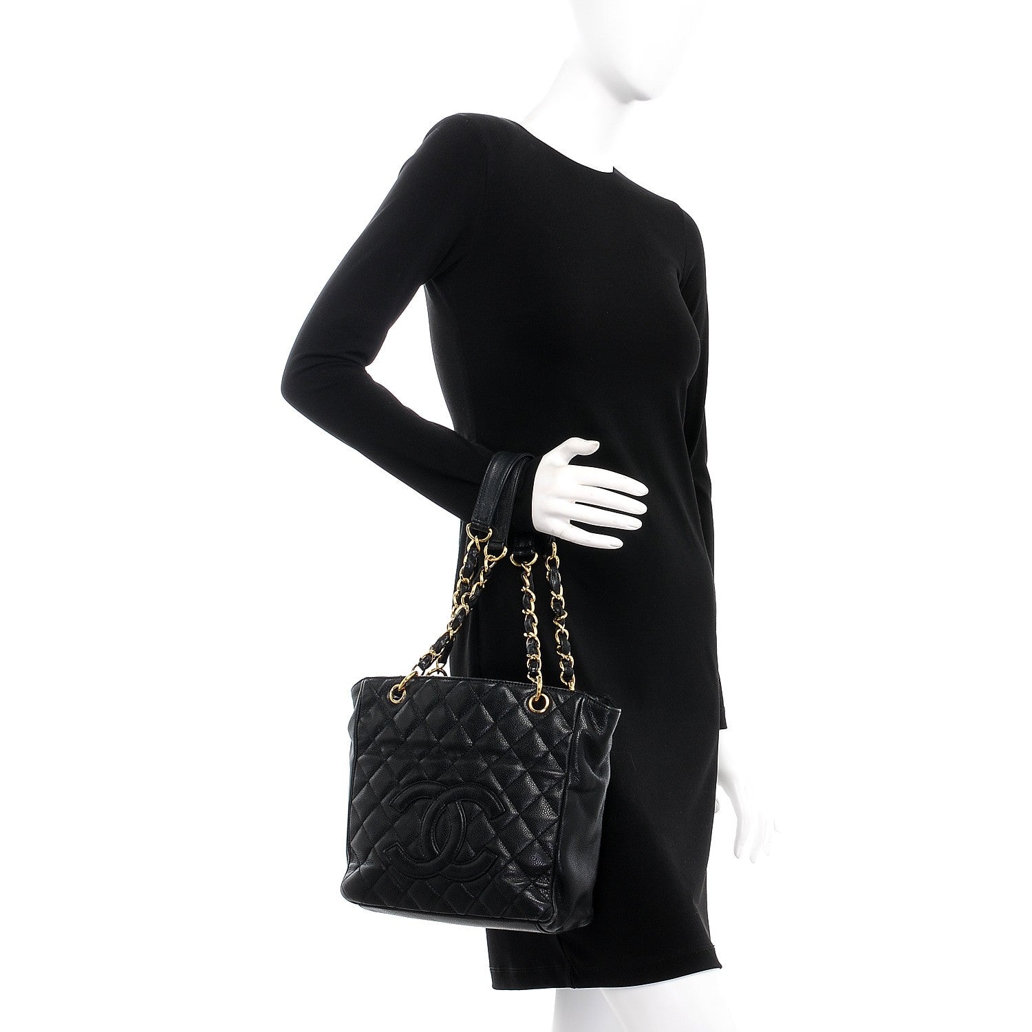 Chanel Caviar Quilted Petit Shopping Tote PST Black 2 of 12