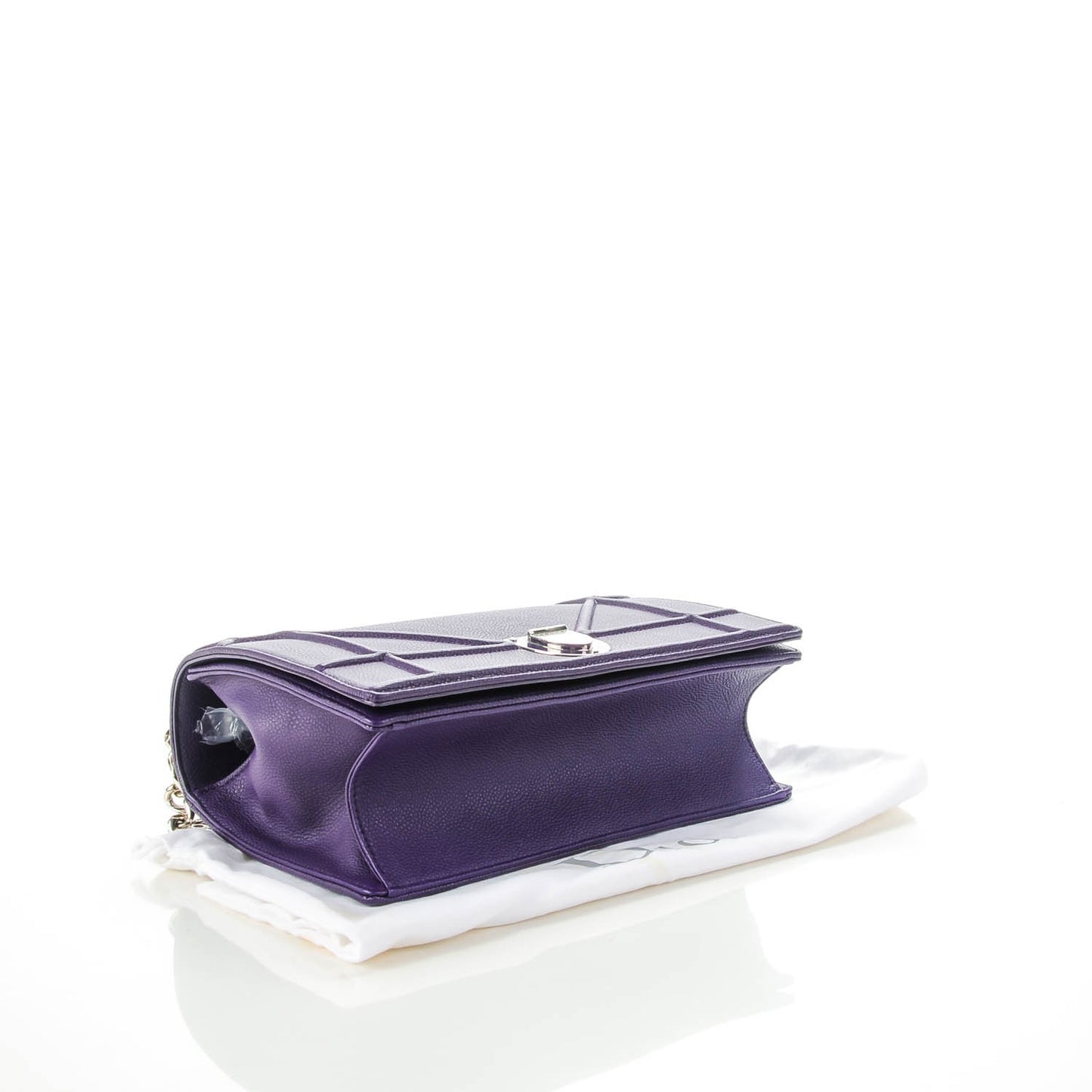 Grained Calfskin Medium Diorama Flap Bag Purple
