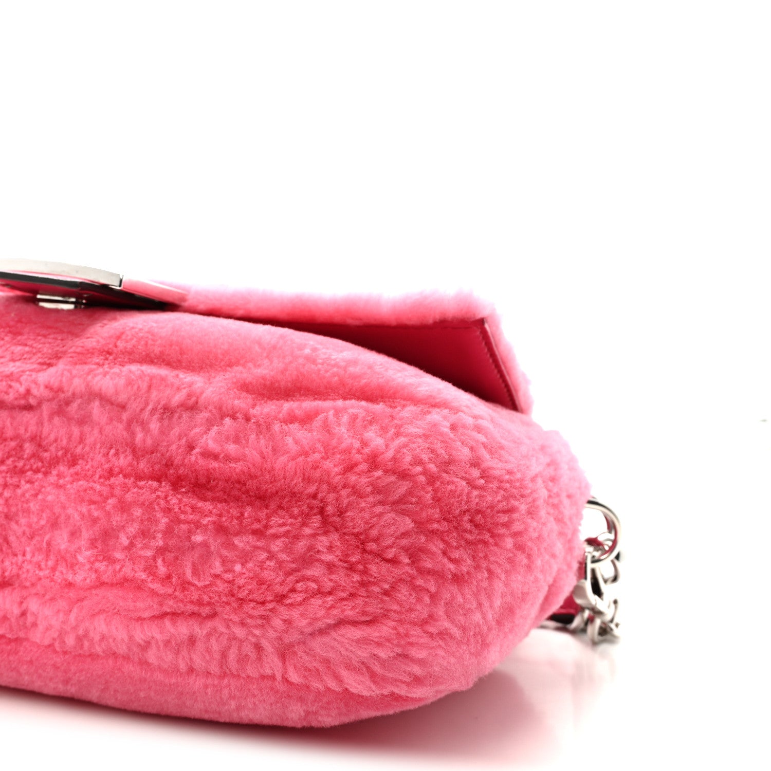 Fendi Shearling Shiny Nappa Baguette Rosa Fluo 9 of 9