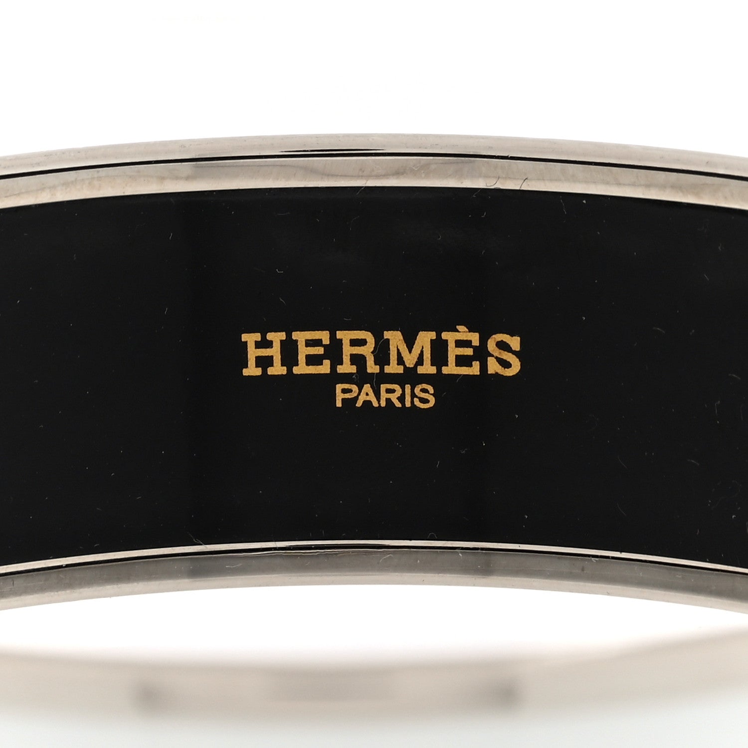 Hermes Enamel Printed Wide Caleche Bracelet  White 4 of 4