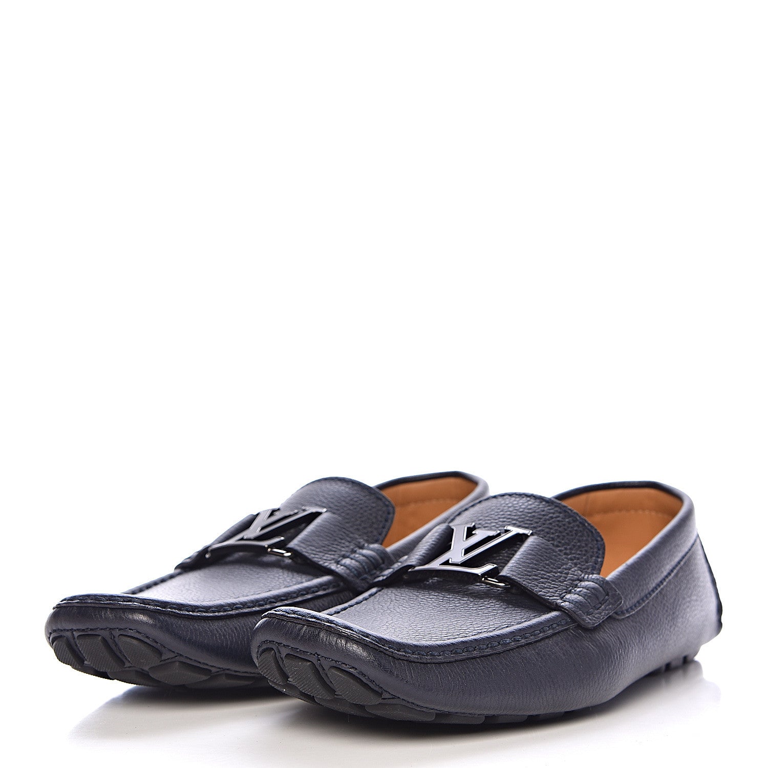 Louis Vuitton Calfskin Mens Monte Carlo Car Shoe Moccasin Loafers 8 Blue 3 of 9