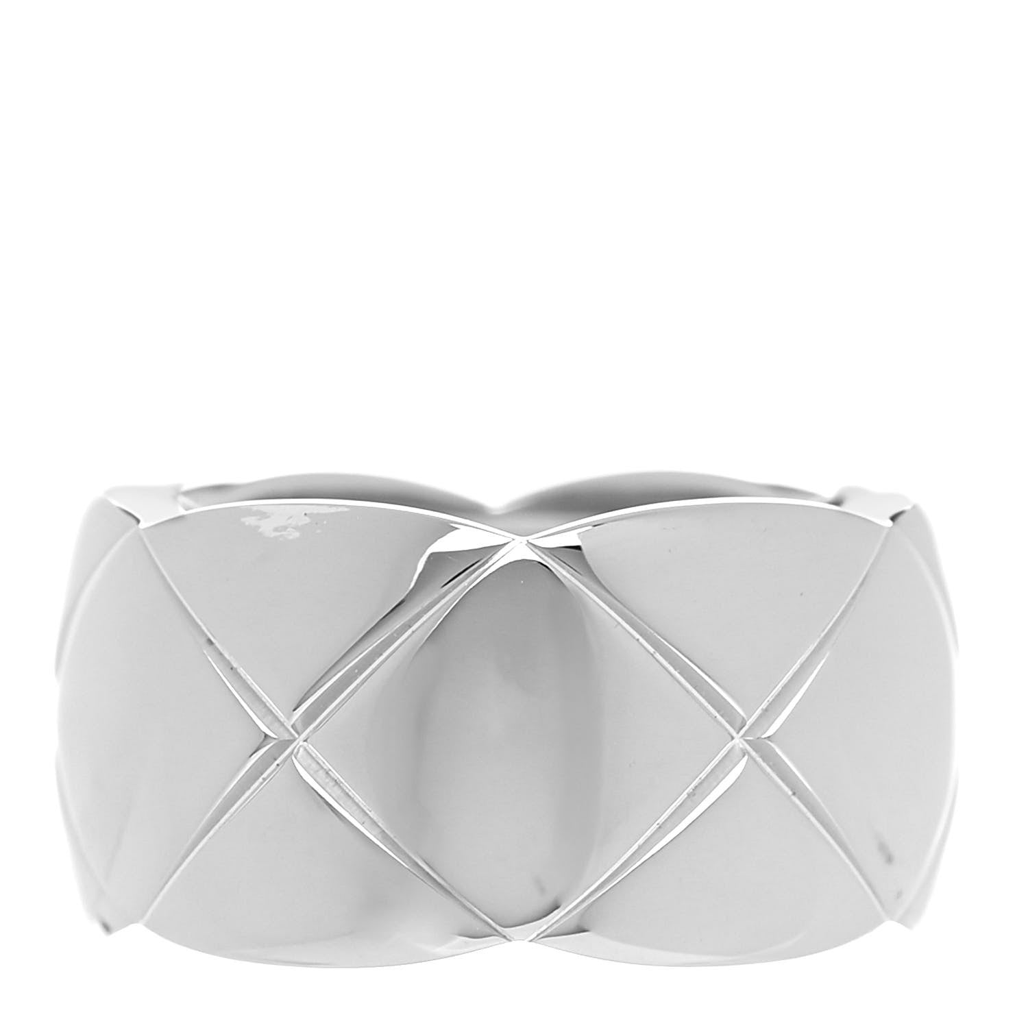 Chanel 18K White Gold Large Coco Crush Ring 51 5.75 1 of 5