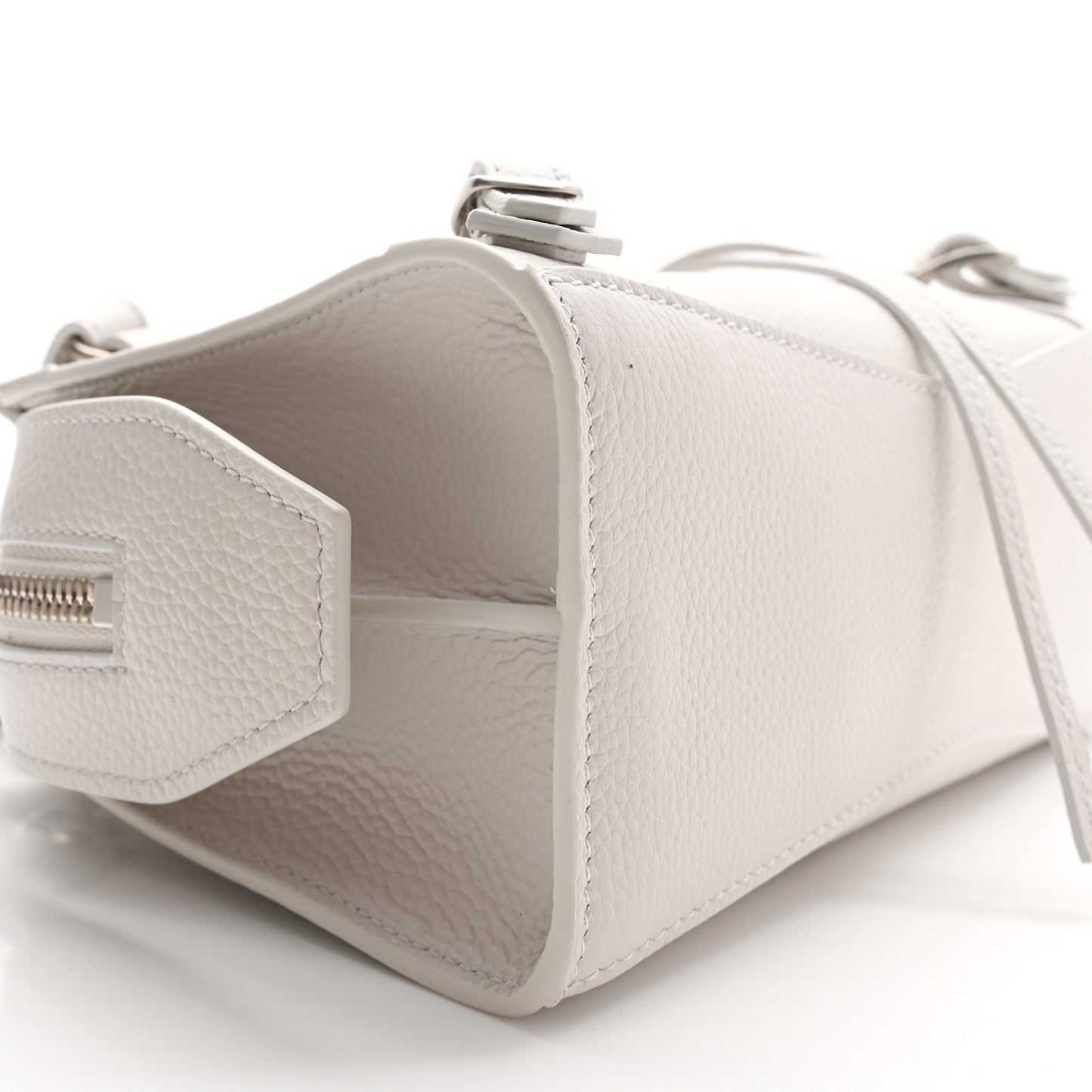 Grained Calfskin Neo Classic Silver Hardware Mini City Chalky White