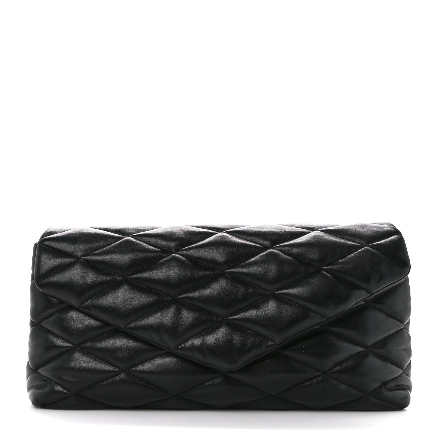 Lambskin Quilted Sade Puffer Envelope Clutch Black