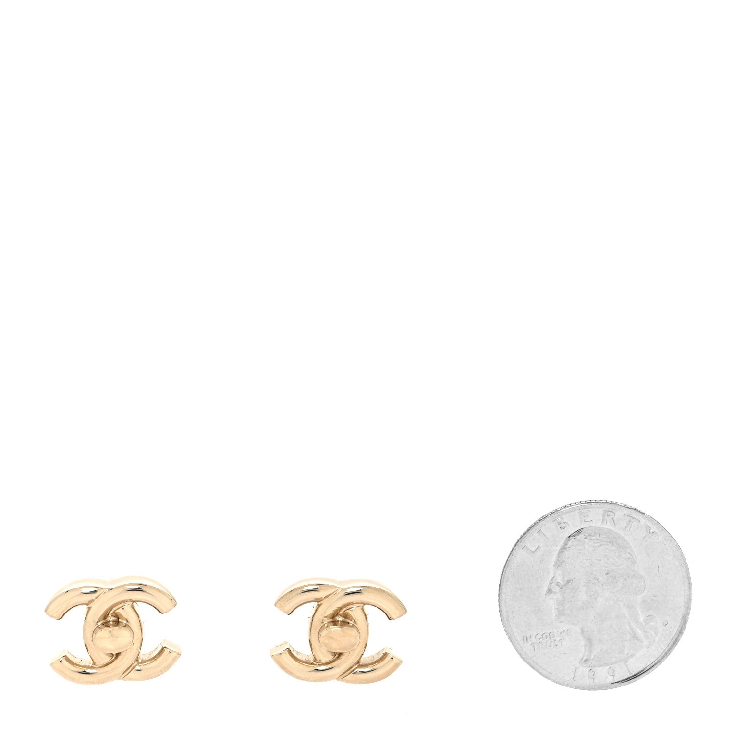 Chanel Metal CC Turnlock Earrings Gold 2 of 4