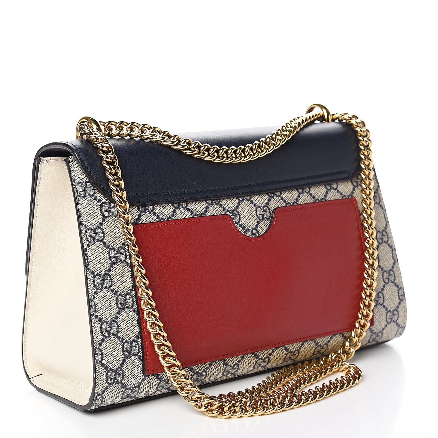 GG Supreme Monogram Calfskin Medium Padlock Shoulder Bag Beige Blue Mystic White Hibiscus Red