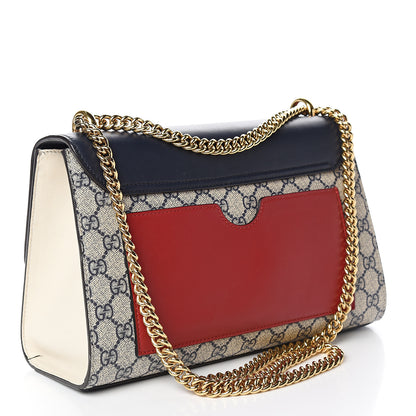 Gucci GG Supreme Monogram Calfskin Medium Padlock Shoulder Bag Beige Blue Mystic White Hibiscus Red 2 of 13