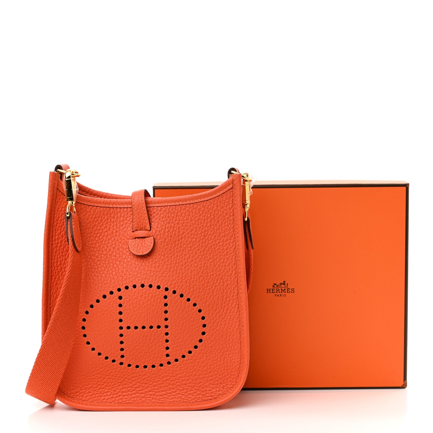Hermes Taurillon Clemence Evelyne TPM Orange 10 of 10
