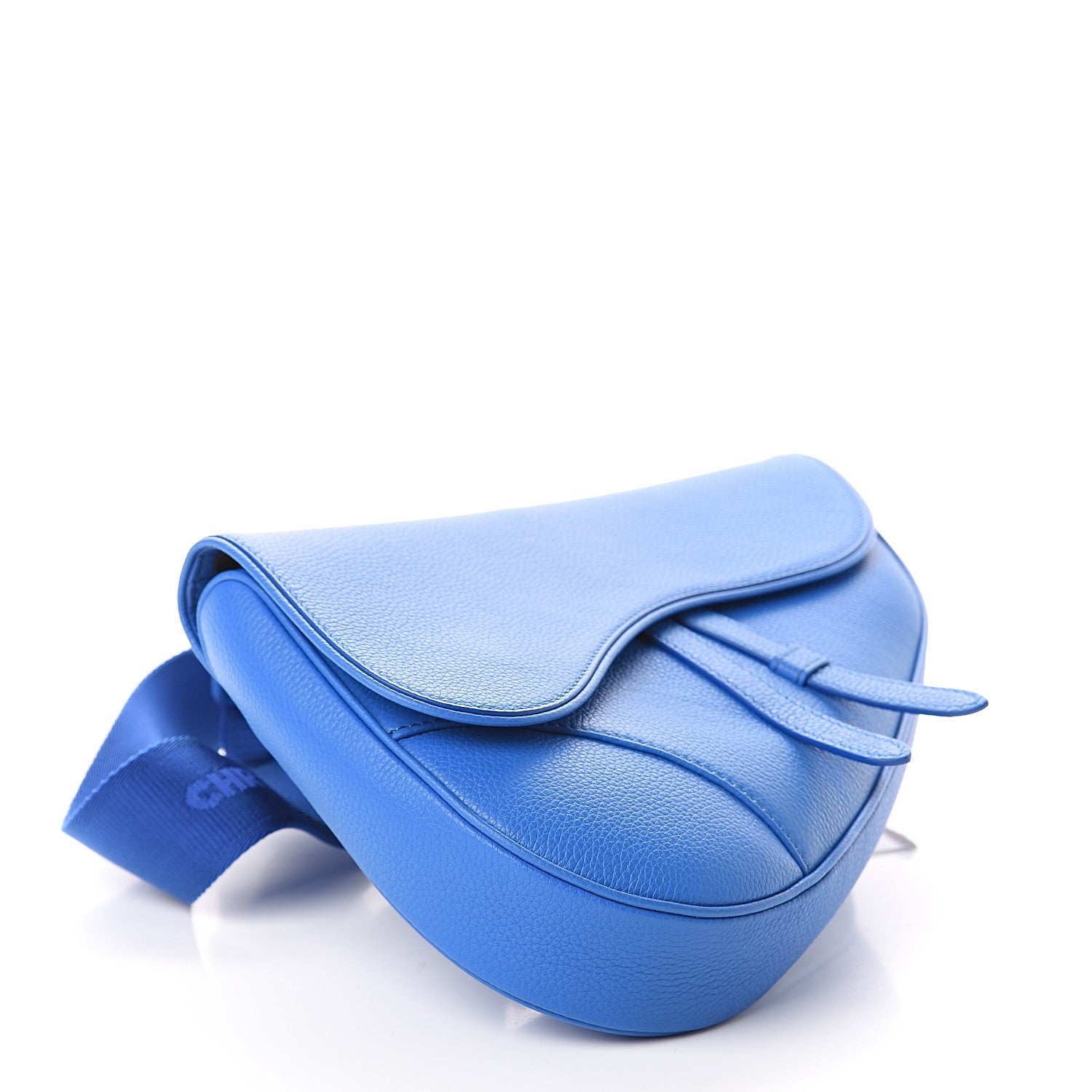 Christian Dior Grained Calfskin Kim Jones Saddle Bag Blue 3 of 8