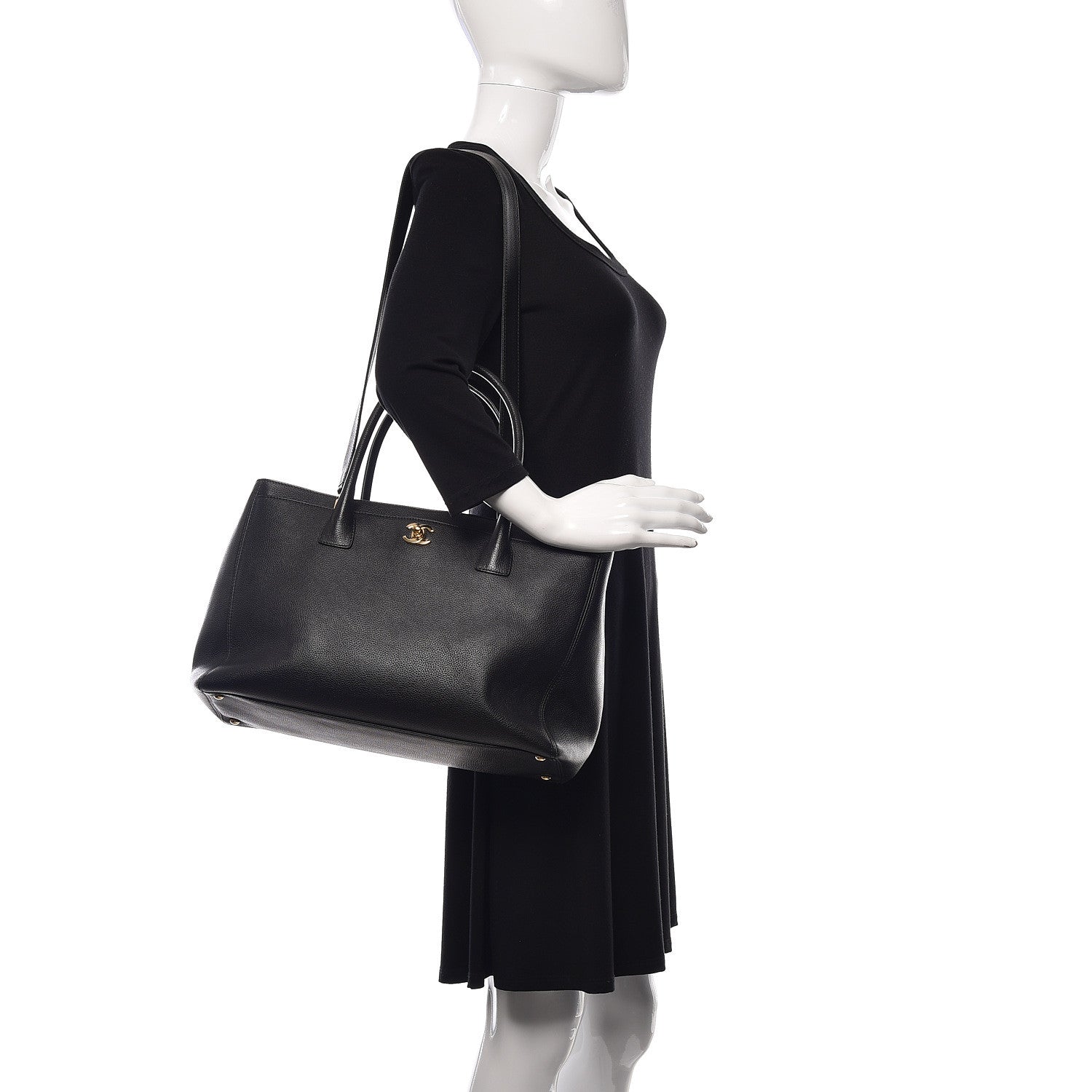 Chanel Calfskin Cerf Executive Shopper Tote Black 2 of 12