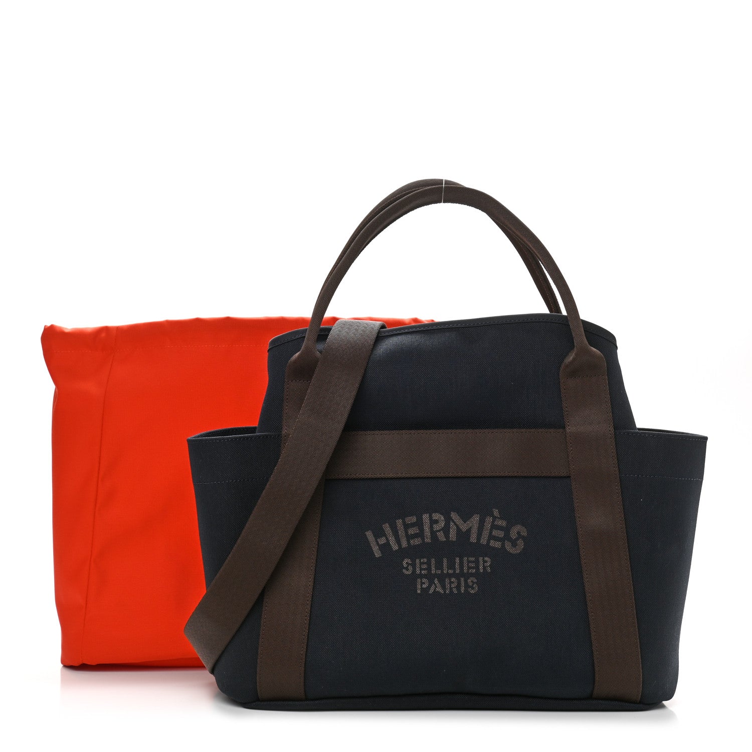 Hermes Canvas The Grooming Bag Bleu Navy Feu 2 of 12