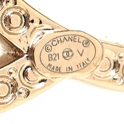 Chanel Crystal CC Brooch Light Gold 4 of 4