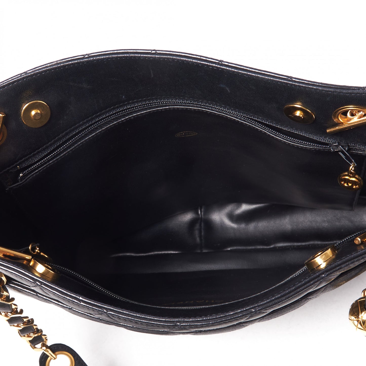 Lambskin Quilted Shoulder Bag Black