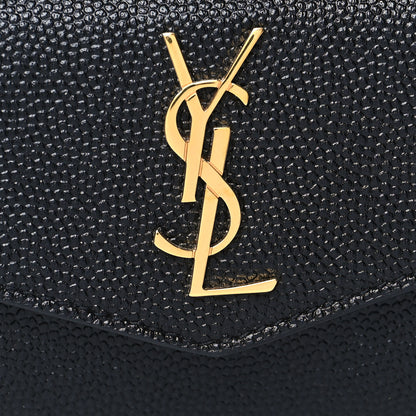 Saint Laurent Grain De Poudre Uptown Monogram Card Case Black 9 of 10