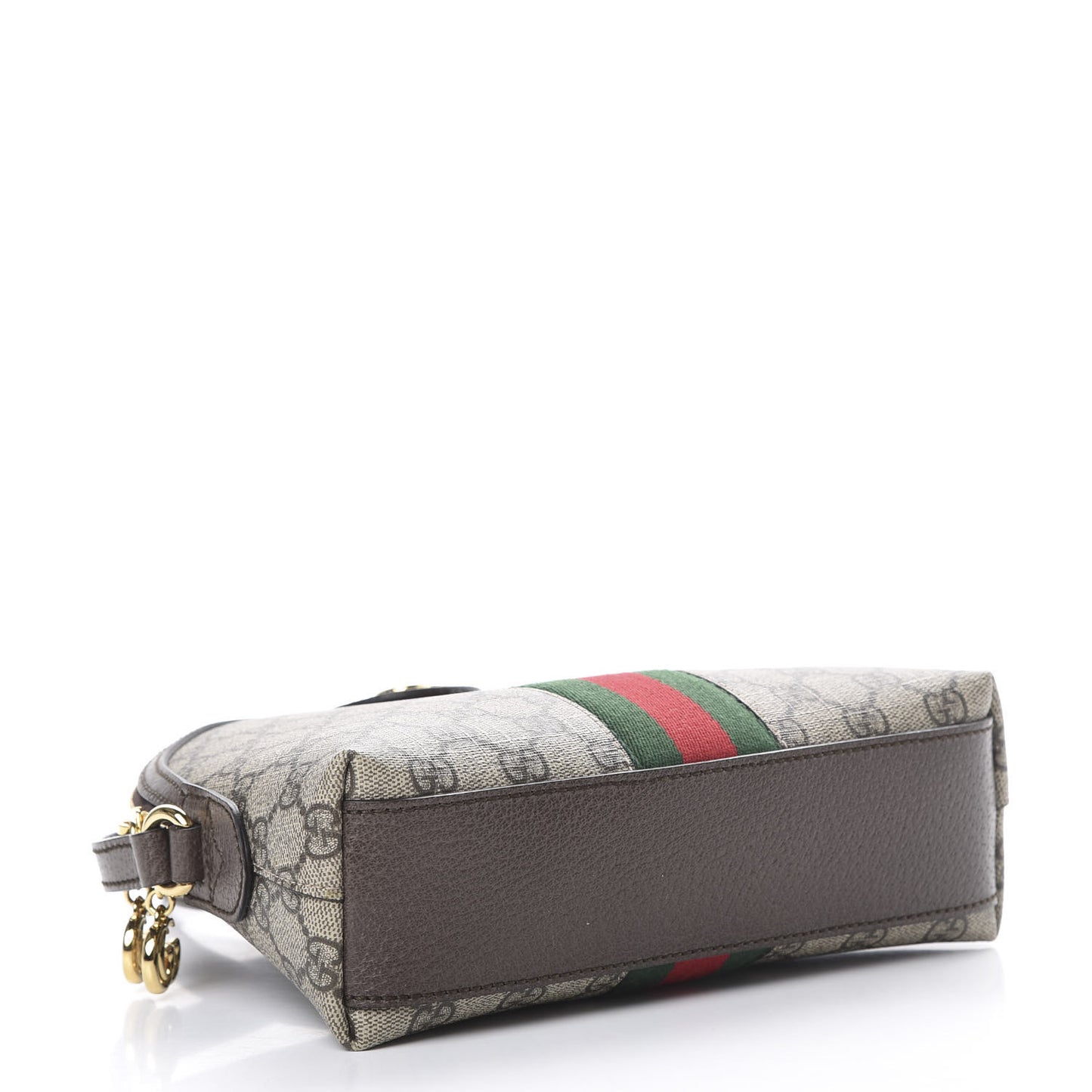 GG Supreme Monogram Textured Dollar Calfskin Web Small Ophidia Dome Shoulder Bag Beige Ebony New Acero