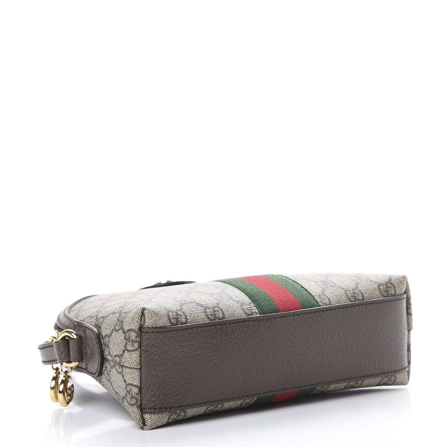 Gucci GG Supreme Monogram Textured Dollar Calfskin Web Small Ophidia Dome Shoulder Bag Beige Ebony New Acero 3 of 9