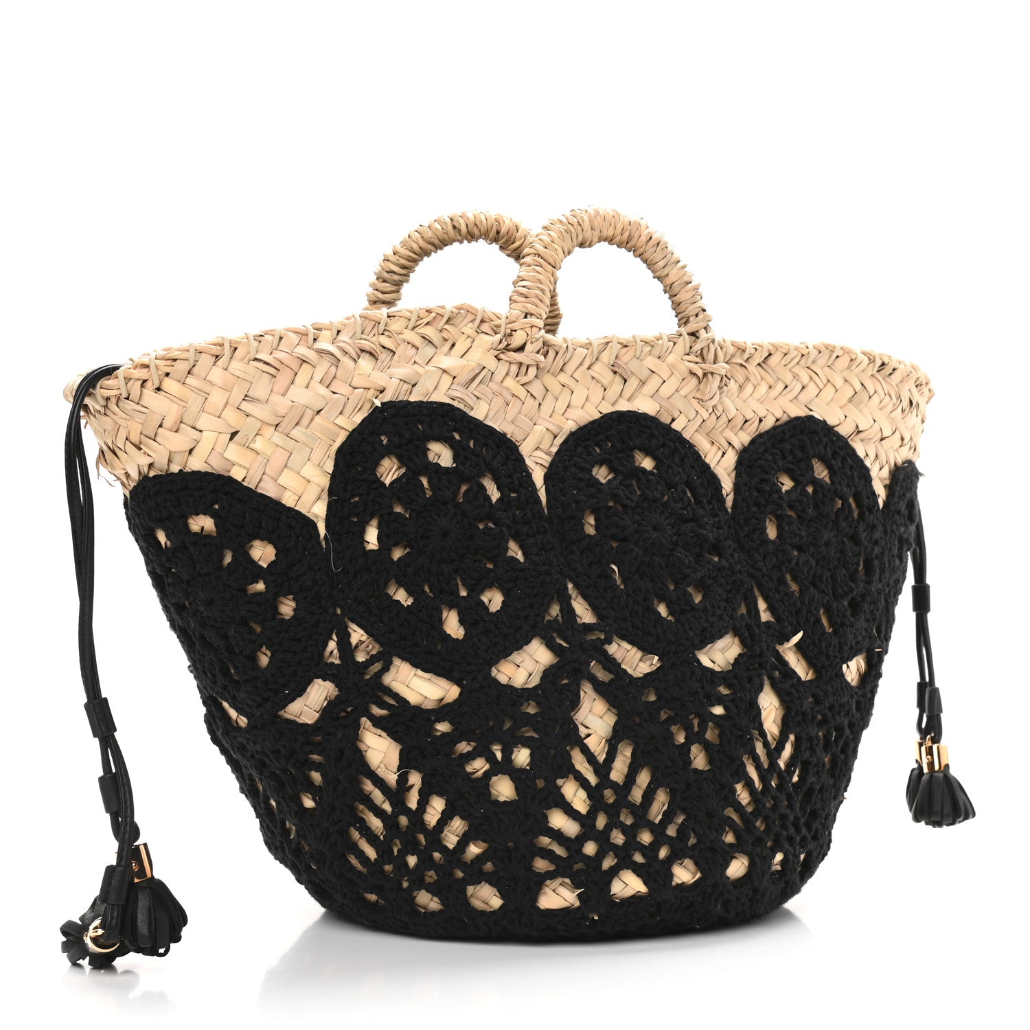 Dolce & Gabbana Woven Raffia Crochet Tote Black Multicolor 4 of 10