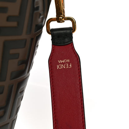 Fendi Vitello Grace F is Fendi Bi-Color FF 1974 Embossed Grande Mon Tresor Bucket Bag Maya Black Fragola 7 of 12