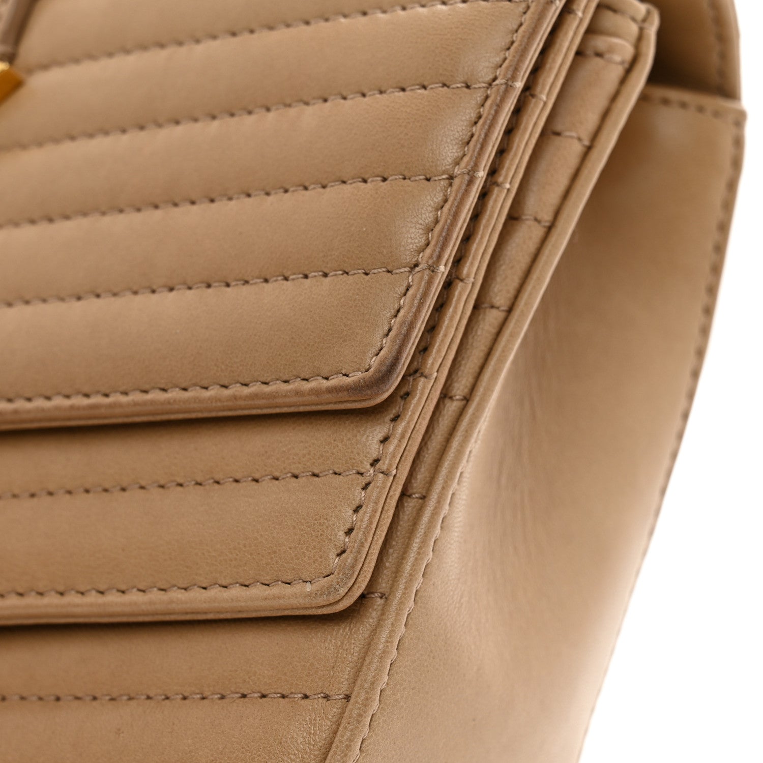 Saint Laurent Lambskin Matelasse Chevron Monogram Small Sulpice Bag Sable Beige 13 of 13