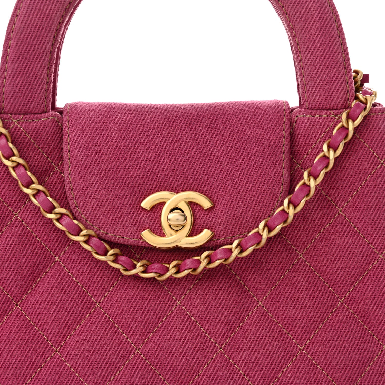Chanel Denim Quilted Nano Kelly Shopper Fuchsia 8 of 15