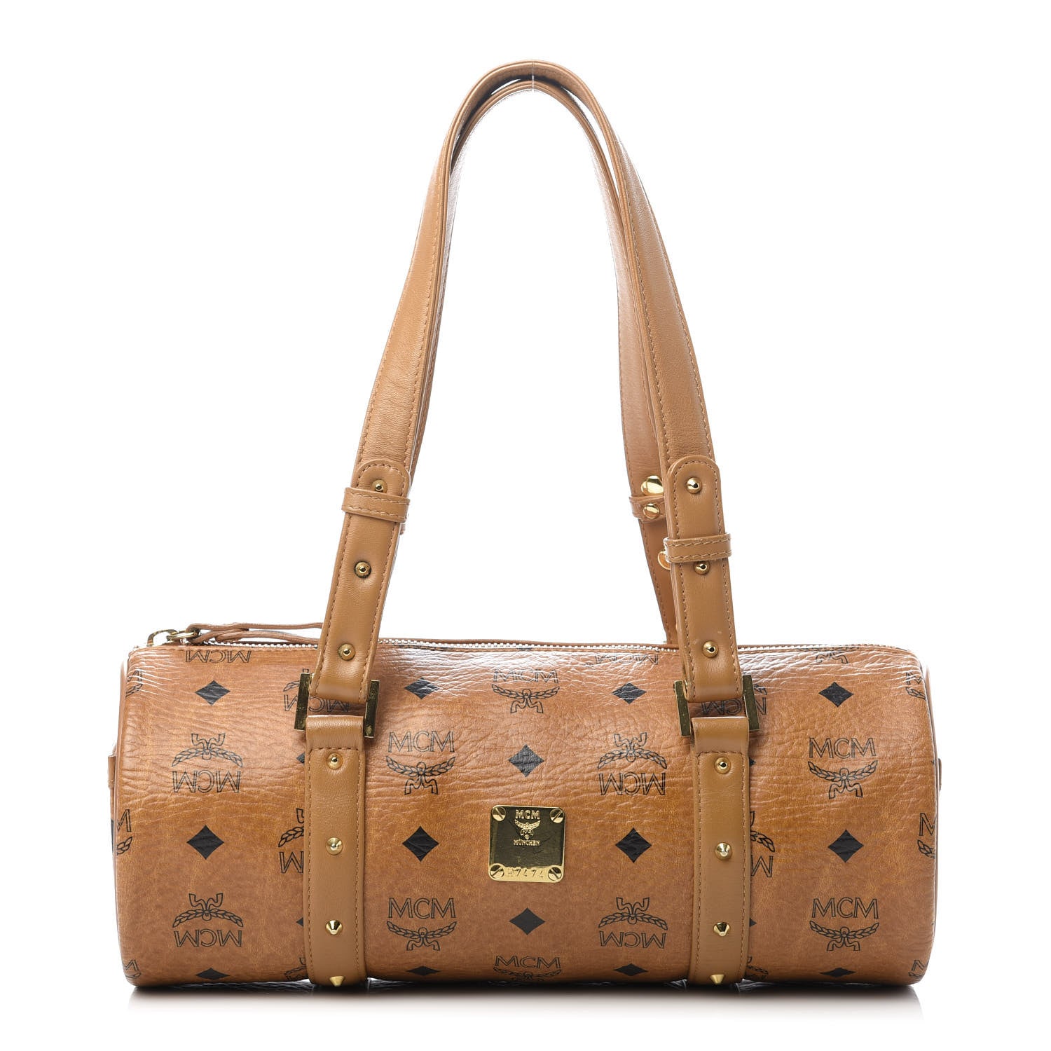 MCM Visetos Essential Barrel Bag Cognac 1 of 12