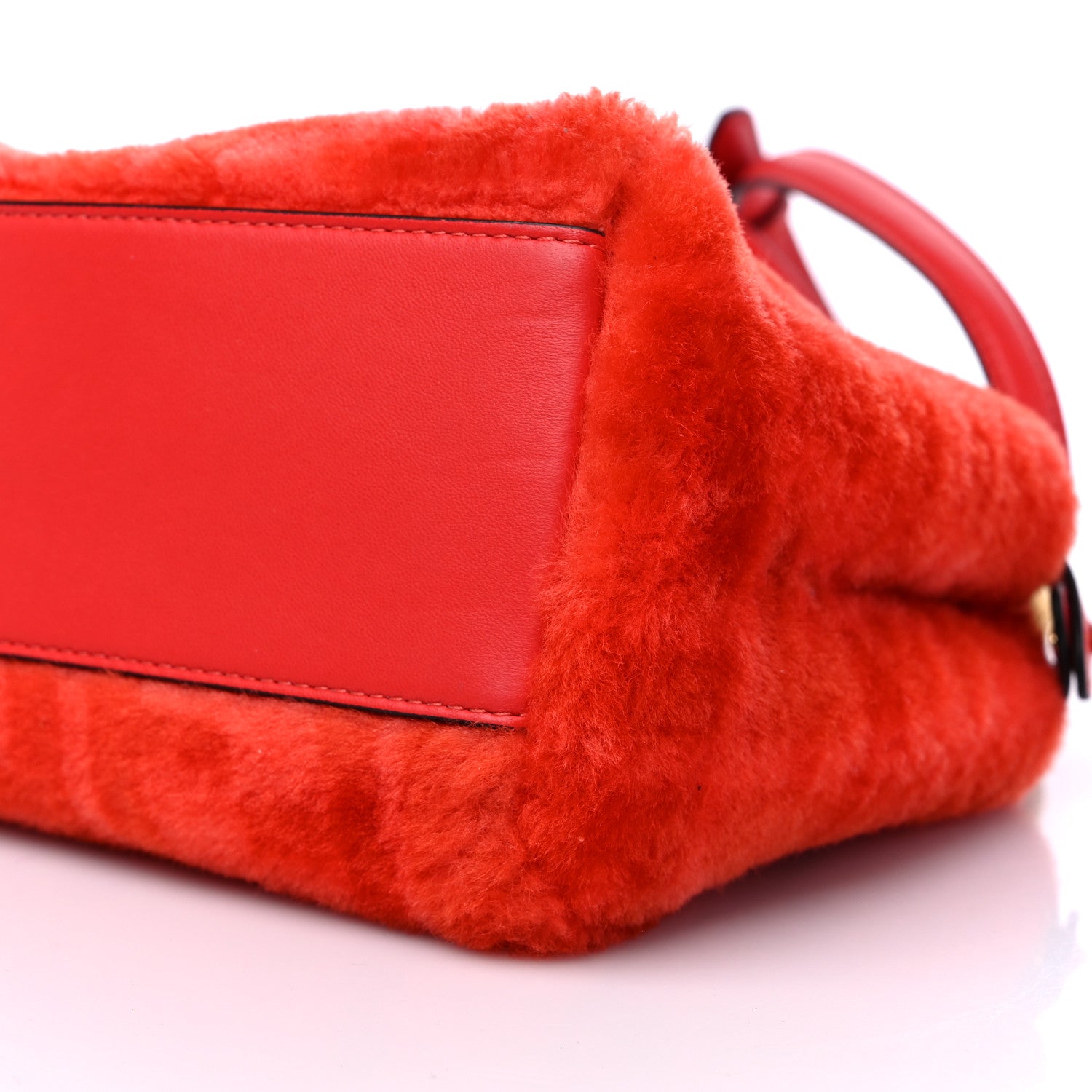 Fendi Shearling Nappa Macro FF 1974 Mini Peekaboo Iconic Satchel Tulipano Georgia Poppy 9 of 9