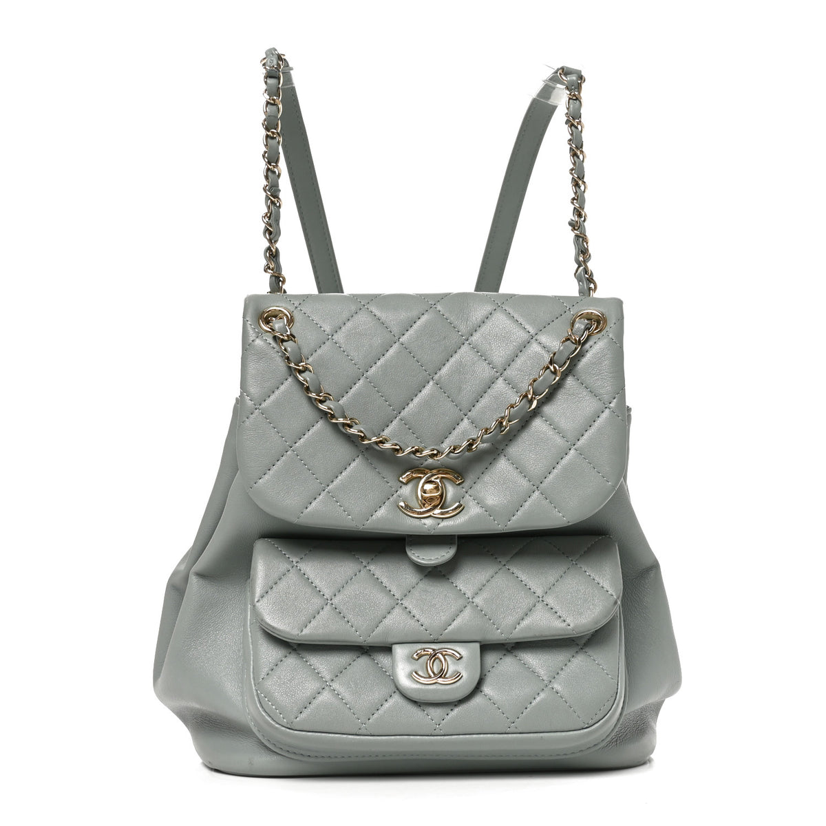 Chanel Lambskin Quilted Large Duma Drawstring Backpack Grey 1 of 10