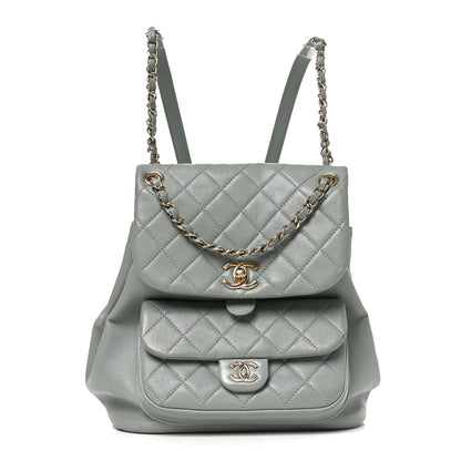 Chanel Lambskin Quilted Large Duma Drawstring Backpack Grey 1 of 10