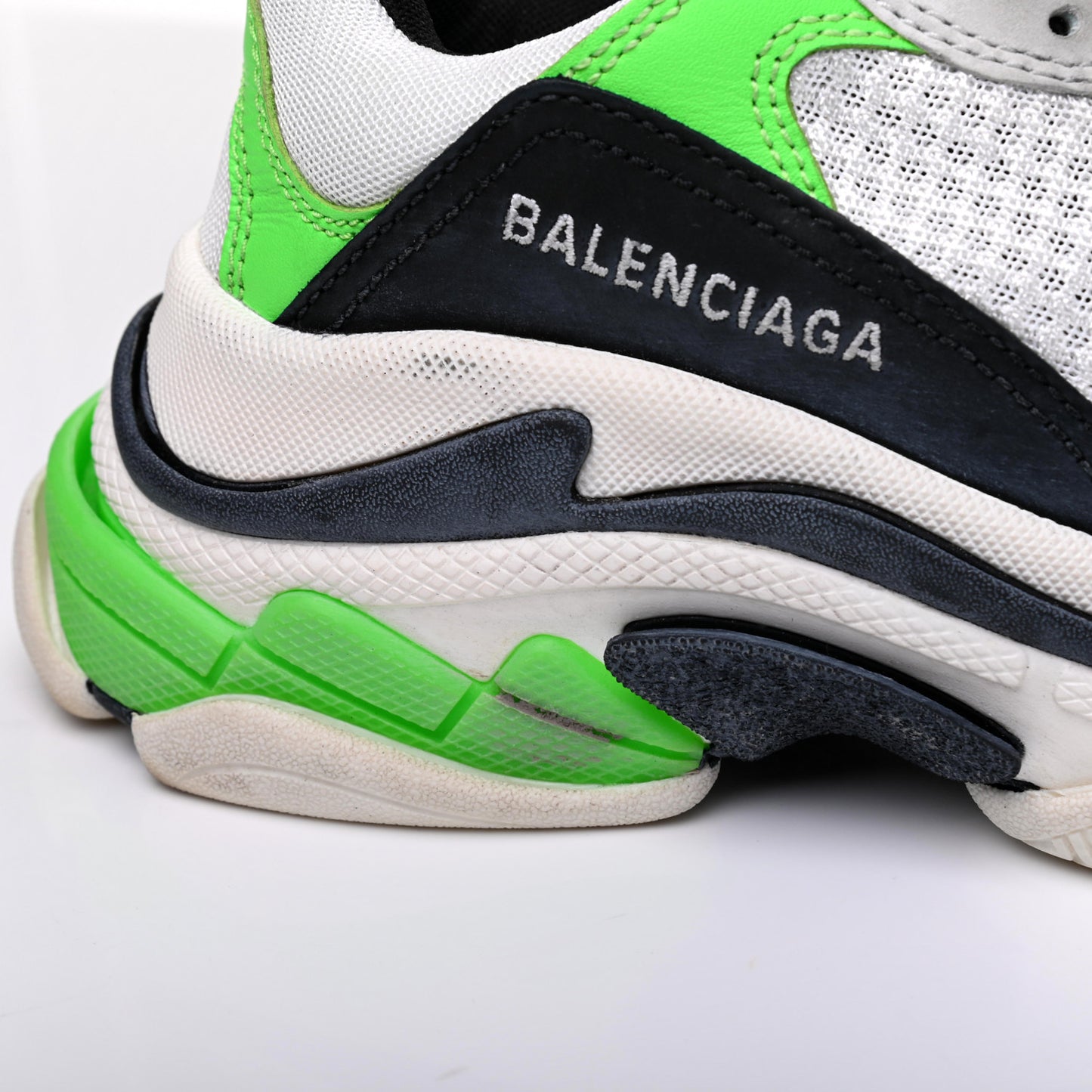 Fabric Mesh Womens Triple S Sneakers 37 White Green Fluo Black